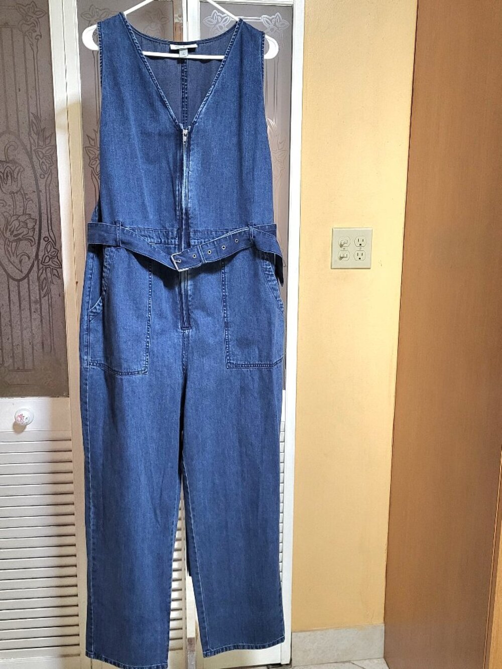 Rachel Comey Blue Belted Denim Jean Zip Up Jumper